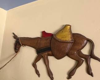 Vintage Sexton Cast Aluminum Mexican Man and Donkey Wall Art Set second image