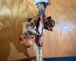 Mexican Folk Art PapierMch Figure of a Man Carrying Jugs second image