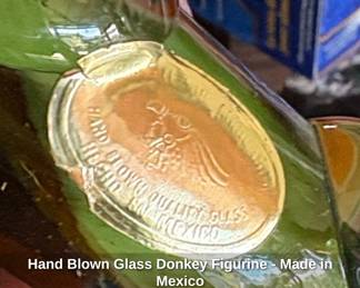 Hand Blown Glass Donkey Figurine Made in Mexico fourth image