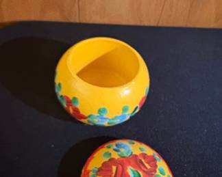 HandPainted Wooden Trinket Box with Floral Motif second image