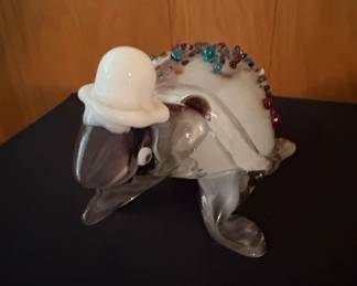 Murano Glass Turtle Figurine with Hat
