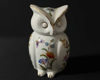 Aynsley Cottage Garden Porcelain Owl Trinket Box