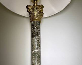 Two Marble & Brass Floor Lamps