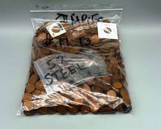 Eleven Pounds Wheat Pennies includes 52 Steel Pennies