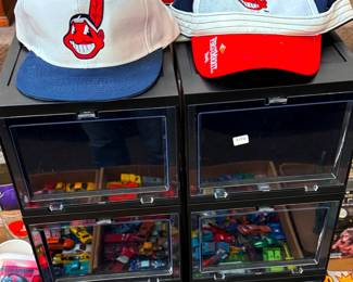 Display cases and hats