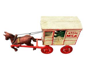 Cast iron milk horse and cart