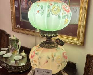 Huge Fenton Glass Lamp