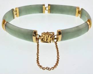 14kt and jade link bracelet