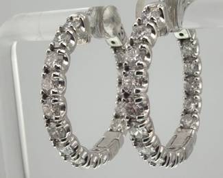 Pair of stunning 14kt white gold and natural diamond hoops (2.5 ctw.)
by Beck Estates