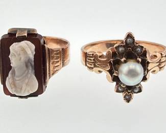 Two Victorian 10kt rings