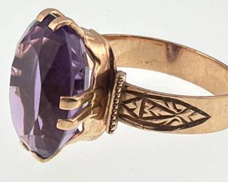 10kt or less natural amethyst dinner ring