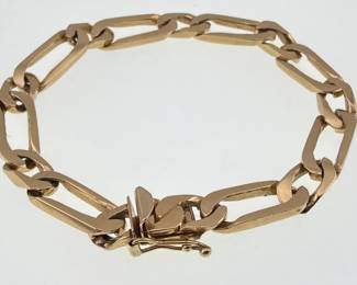 Wide link Figaro 14kt 7"L bracelet