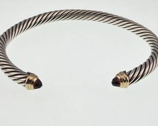 David Yurman sterling, 14kt and garnet 5mm bracelet