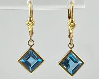 14kt blue topaz dangle earrings