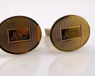 Pair of 14kt men’s monogrammed oval cufflinks