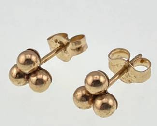 Pair of 14kt triple ball studs