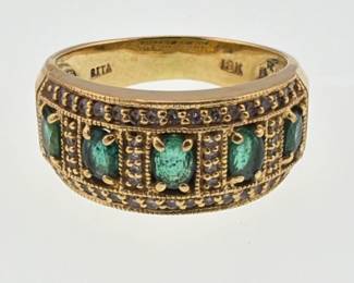 18kt emerald, diamond ring