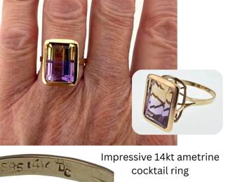 mpressive 14kt ametrine cocktail ring