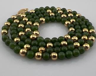 14kt and jade beaded necklace
