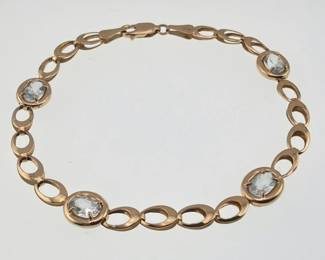 14kt and aquamarine link 7"L bracelet