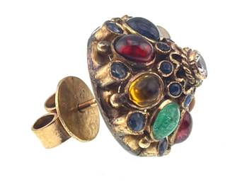 Single Harem multi gemstone 14kt/18kt earring