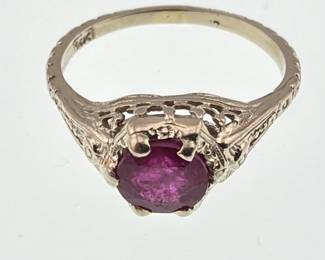 Art Deco 14kt natural ruby ring