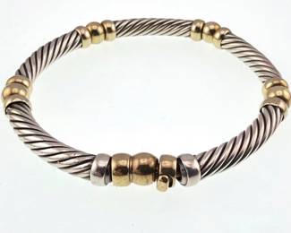 David Yurman sterling, 14kt cable and rondels bracelet