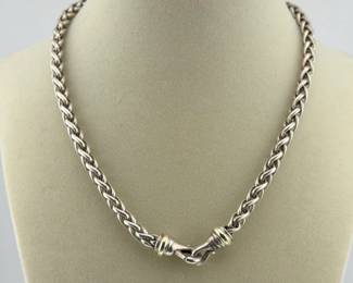 David Yurman sterling, 14kt wheat chain 16"L necklace