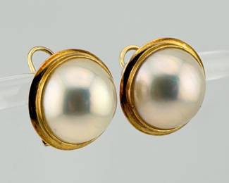 Pair of 14kt mabe pearl earrings