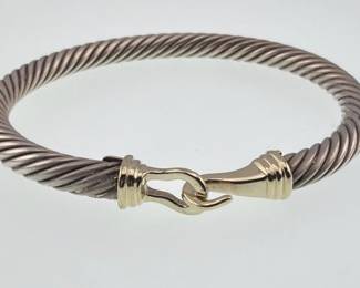 David Yurman 14kt and sterling cable hook bracelet