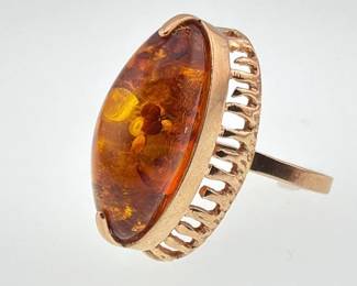 Large 14kt amber cocktail ring