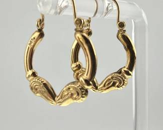 14kt rams head hoop earrings