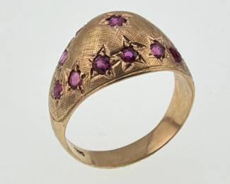 14kt bombe dome ring with ruby star setting