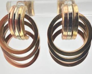 10-14kt tri color triple hoop earrings