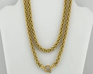 Impressive Italian 750 wide link 35"L necklace
