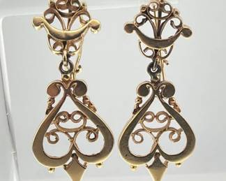 14kt dangle fleur de lis earrings