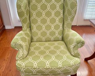 Pair of Perfect Condition Adorable Green Wingback Chairs $450 Each. 