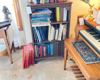 vintage bookcase & books