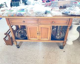 nice drop leaf server on rollers