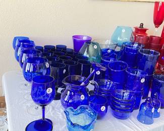 blue glassware