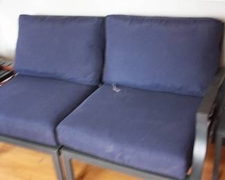 Blue patio furniture: corner piece/ foot stool/love seat