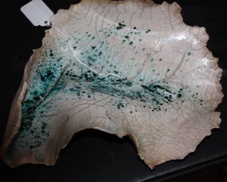 Pottery art deco leaf plate