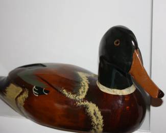 Vintage 1950-1960's decoy hand carved w/painted glass eye wood Mallard duck. (perfect condition)