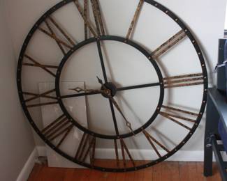 Large black & gold metal clock