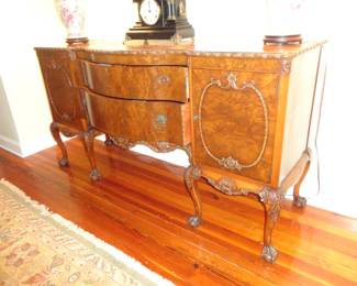 English Chippendale-style Carved Burlwood Sideboard