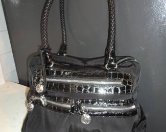 Brighton Black Leather and Nylon Shoulder Bag