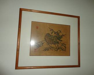 Japanese Style Framed Art featuring a Bird