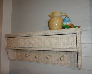 Wicker Wall Shelf with Storage