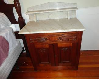 Victorian Walnut Marble Top Wash Stand/Chest