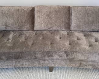 Beautiful and Comfortable Gray Sofa with One Cushion and slight curve and tufted 